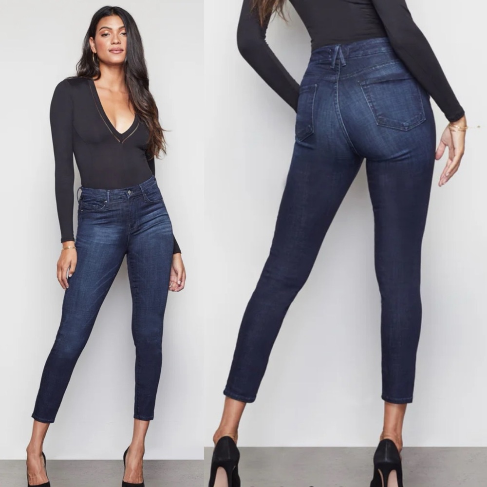 Good American Good Waist Crop Dark Wash Skinny size 2/26